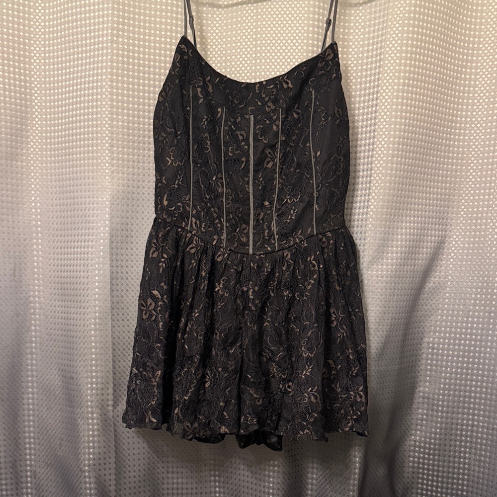 Black Lace Spaghetti Strap Romper